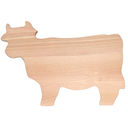 Servierbrett aus Holz, Motiv Kuh - Holzteller, Frühstücksbrett, Käsebrett - ideal auch zum Selbstgestalten, 28x20cm von Piccolino