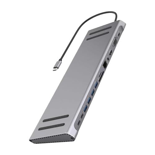 Piceioep USB C Laptop Docking Station 14 In 1 Multiportsadapter Für Laptops HDMIS VGA Ethernet RJ45 3 5 Mm USB Anschluss von Piceioep