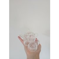 Mini Glas Teekanne Und Tassen Set von PickYourVintage