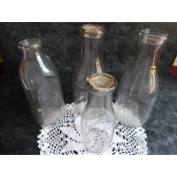 Vintage Glas Milchgläser Und Milchkännchen, Rustikale Küche, 4Er Set, Bauernhof von Pickerchicks