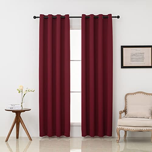 PICKLUC Burgunderrote Verdunkelungsvorhänge mit Ösen, 244 cm lang, 2 Paneele, lichtblockierende Fenstervorhänge für Wohnzimmer, wärmeisoliert, Sichtschutz, 132 cm breitx244 cm lang von Pickluc