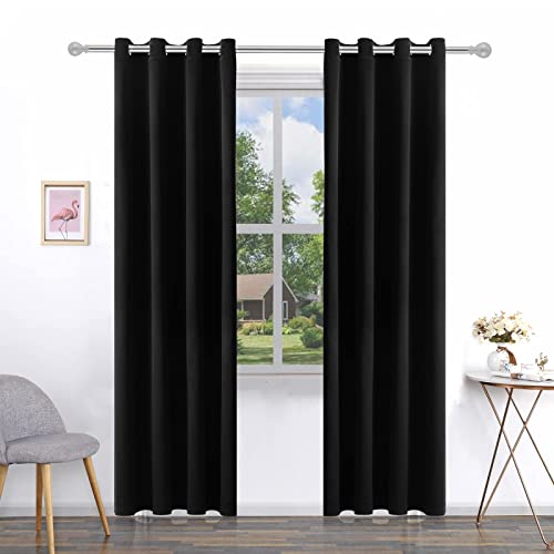 PICKLUC Ösen-Verdunkelungsvorhang für Wohnzimmer, lichtblockierende Vorhänge, wärmeisoliert, Geräuschreduzierung, 132 cm breit x 23 cm lang, 2 Paneele von Pickluc