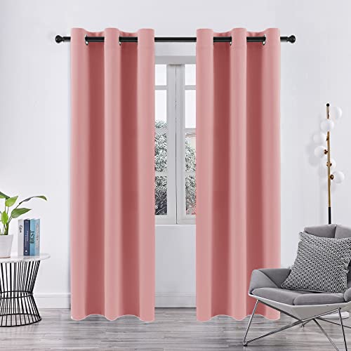 PICKLUC Rosa Verdunkelungsvorhänge mit Ösen, 213 cm lang, 2-teiliges Set, lichtblockierende Fenstervorhänge für Wohnzimmer, wärmeisoliert, Sichtschutz, 106.7 cm breitx213.4 cm lang von Pickluc