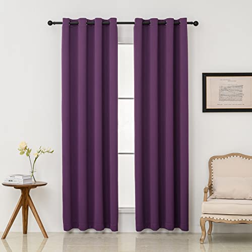 PICKLUC Violette Verdunkelungsvorhänge mit Ösen 213 cm lang 2 Paneele, lichtblockierende Fenstervorhänge für Wohnzimmer, wärmeisoliert, Geräuschreduzierung, Sichtschutz, 132,1 cm breit x 213,4 cm lang von Pickluc