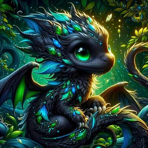 Diamond Painting Set – Drago der kleine Drache – für Erwachsene & Kinder – 50x50 cm – mit AB-Steinen, Feenstaubfarbe, Strasssteinen – Komplettset mit Werkzeug – Glitzerndes DIY-Kunstwerk Diamond Painting Set – Drago der kleine Drache – für Erwachsene & Kinder – 50x50 cm – mit AB-Steinen, Feenstaubfarbe, Strasssteinen – Komplettset mit Werkzeug – Glitzerndes DIY-Kunstwerk von Picmondoo