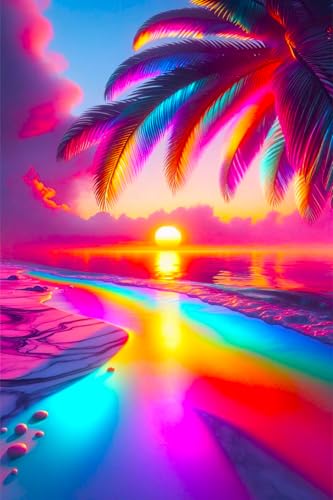 Picmondoo Diamond Painting – Große - 40x60 cm, Mit quadratischen Harzsteinen, AB-Steinen, Strassfarben & Metallicfarben – DIY-Kunstwerk für Erwachsene & Kinder (Zauberstrand) von Picmondoo