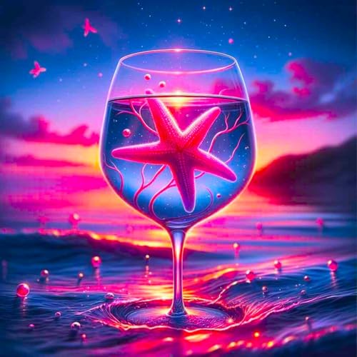 Picmondoo Diamond Painting – Große - 50x50 cm, Mit quadratischen Harzsteinen, AB-Steinen, Strassfarben & Metallicfarben – DIY-Kunstwerk für Erwachsene & Kinder (Seesternzauber) von Picmondoo