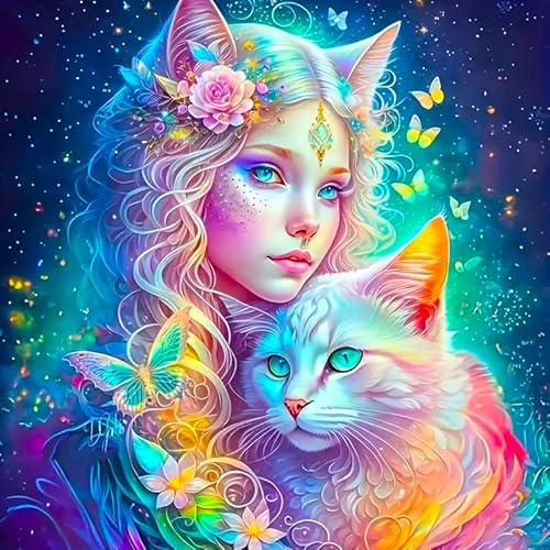 Picmondoo Diamond Painting - Katzenelfe – Große 80x80 cm, Mit quadratischen Harzsteinen, AB-Steinen, Strassfarben & Metallicfarben – DIY-Kunstwerk für Erwachsene & Kinder Picmondoo Diamond Painting - Katzenelfe – Große 80x80 cm, Mit quadratischen Harzsteinen, AB-Steinen, Strassfarben & Metallicfarben – DIY-Kunstwerk für Erwachsene & Kinder von Picmondoo