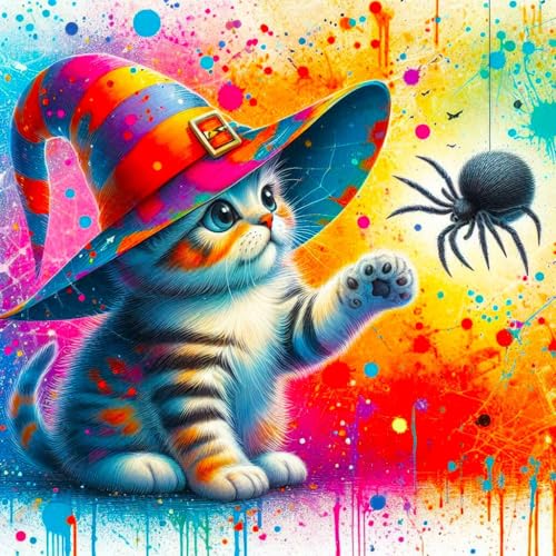 Picmondoo Diamond Painting - Kitty Cat die Zauberkatze – Große 30x30 cm, Mit quadratischen Harzsteinen, AB-Steinen, Strassfarben & Metallicfarben – DIY-Kunstwerk für Erwachsene & Kinder Picmondoo Diamond Painting - Kitty Cat die Zauberkatze – Große 30x30 cm, Mit quadratischen Harzsteinen, AB-Steinen, Strassfarben & Metallicfarben – DIY-Kunstwerk für Erwachsene & Kinder von Picmondoo