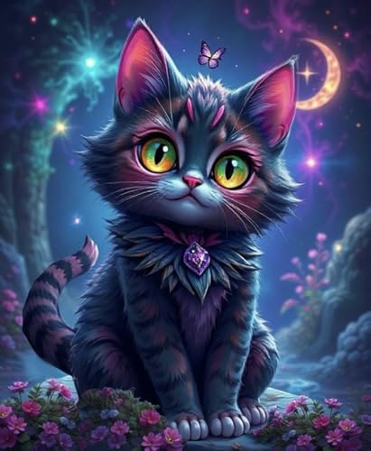 Picmondoo Diamond Painting - Night Cat – Große - 40x60 cm, Mit quadratischen Harzsteinen, AB-Steinen, Strassfarben & Metallicfarben – DIY-Kunstwerk für Erwachsene & Kinder Picmondoo Diamond Painting - Night Cat – Große - 40x60 cm, Mit quadratischen Harzsteinen, AB-Steinen, Strassfarben & Metallicfarben – DIY-Kunstwerk für Erwachsene & Kinder von Picmondoo