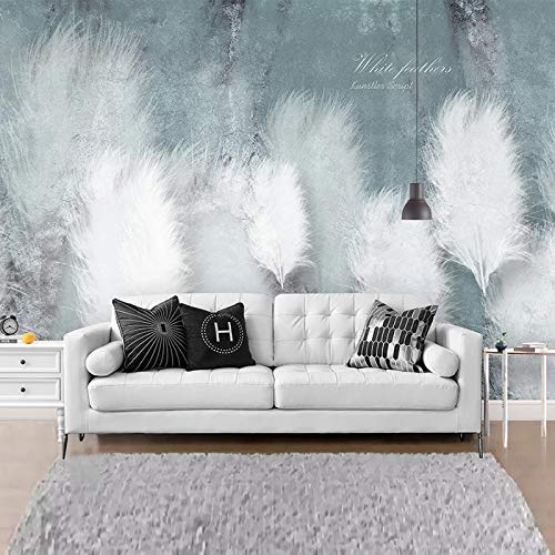 HGFHGD Selbstklebende 3D-Fototapete Blaue Feder Romantische abstrakte Kunst Wandbild Modernes Schlafzimmer Sofa TV Hintergrund Wandaufkleber von Picnelt