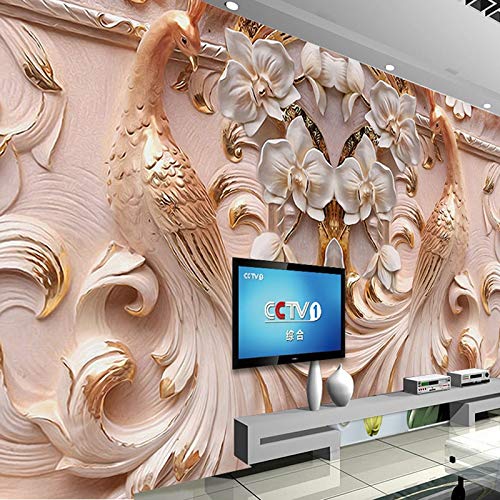 HGFHGD Selbstklebende Fototapete 3D Dreidimensionale Relief Pfau Schmetterling Blume Hintergrund Wandbild Wohnzimmer TV TV Wandaufkleber von Picnelt