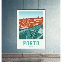 Porto Portugal Poster - A3/A4 Größen Kunstdruck Von Dom Luis I Bridge & City Skyline von PicoAltoArtPrints
