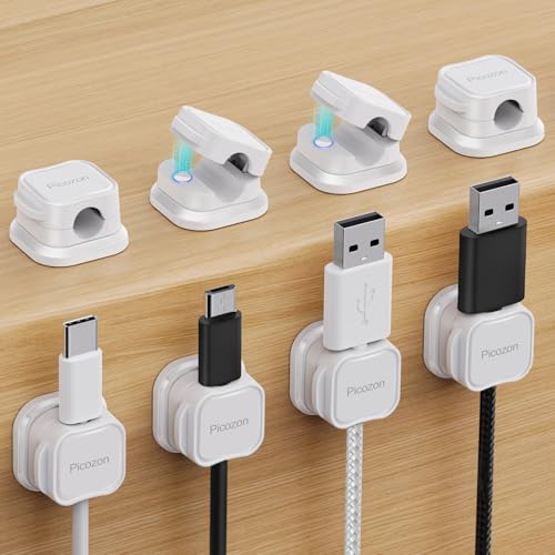 Magnetkabel Clip Organizer Kabelhalter, Picozon Klebekabel Management, Draht Telefon USB Ladegerät Kabelhalter Halter Organizer für Auto, Büro Home Desktop, Wand, Nachttisch, 8 Stück von Picozon