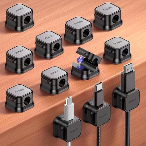 Magnetkabel Clip Organizer Kabelhalter, Picozon Klebekabel Management, Draht Telefon USB Ladegerät Kabelhalter Halter Organizer für Auto, Büro Home Desktop, Wand, Nachttisch,schwarz, 12 Stück von Picozon