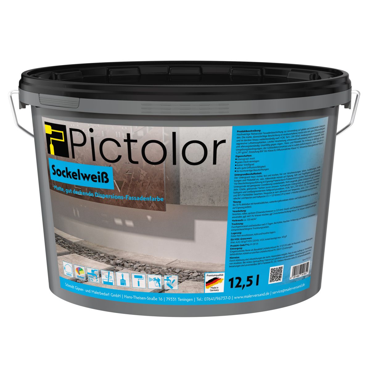 Pictolor® Sockelweiß Reinacryl-Fassadenfarbe von Pictolor