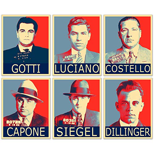Mobsters Mugshots Hope Poster – Set mit 6 Bildern (20,3 x 25,4 cm) – Al Capone Bugsy Siegel Lucky Luciano John Gotti Frank Costello John Dillinger von Picture This Prints