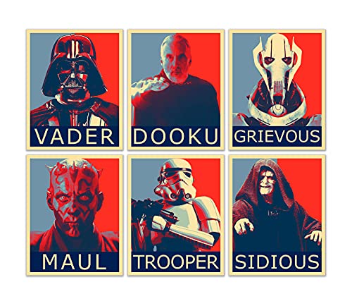 Star Wars Villains Hope Poster – Set mit 6 Bildern (20,3 x 25,4 cm) – Darth Sidious Vader Maul Count Dooku General Grievous Stormtrooper von Picture This Prints