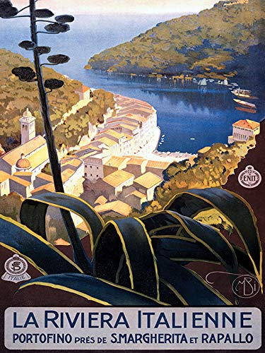 Piddix La Riviera Italienne 30 x 40cm Canvas Print Leinwanddruck, Mehrfarbig, 30 x 40 cm von Piddix