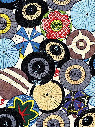 Piddix Vintage Japanese Umbrellas Leinwanddruck, Mehrfarbig, 60 x 80 cm von Piddix