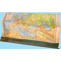 Vintage Pull Down Europa Schule Welt Geographie Karte. Selten von Piddlinpixie