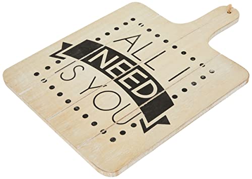 Fordert X Dieser Mund All You Need is Love Schild dekorative Tabelle mit Griff und Hänger Seil, Holz, Beige, 3 x 24 x 35 cm von Pide X esa Boca