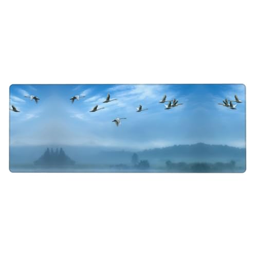 Gaming-Mauspad mit Vögeln fliegen über Himmel, auslaufsicher, schmutzabweisend, Stoff, 800 x 300 x 3 mm lang, Schreibtischunterlage Gaming-Mauspad mit Vögeln fliegen über Himmel, auslaufsicher, schmutzabweisend, Stoff, 800 x 300 x 3 mm lang, Schreibtischunterlage von Pidgazdfgv