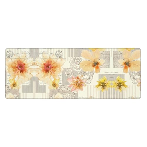 Gaming-Mauspad mit hellgelben Blumen, auslaufsicher, schmutzabweisend, Stoff, 800 x 300 x 3 mm lang, Schreibtischunterlage Gaming-Mauspad mit hellgelben Blumen, auslaufsicher, schmutzabweisend, Stoff, 800 x 300 x 3 mm lang, Schreibtischunterlage von Pidgazdfgv