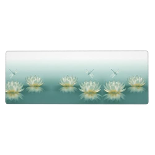 Libelle mit Seerose, Premium-Gaming-Mauspad, auslaufsicher, schmutzabweisend, Stoff, 800 x 300 x 3 mm lang, Schreibtischunterlage Libelle mit Seerose, Premium-Gaming-Mauspad, auslaufsicher, schmutzabweisend, Stoff, 800 x 300 x 3 mm lang, Schreibtischunterlage von Pidgazdfgv