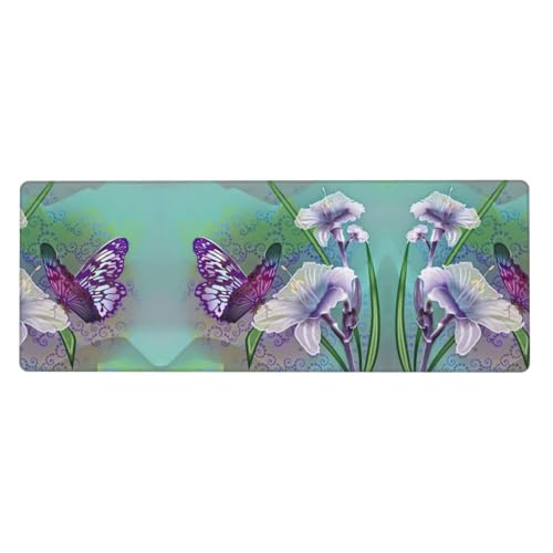Lilies and Butterfly Premium Gaming-Mauspad, auslaufsicher, schmutzabweisend, Stoff, 800 x 300 x 3 mm lang, Schreibtischunterlage Lilies and Butterfly Premium Gaming-Mauspad, auslaufsicher, schmutzabweisend, Stoff, 800 x 300 x 3 mm lang, Schreibtischunterlage von Pidgazdfgv