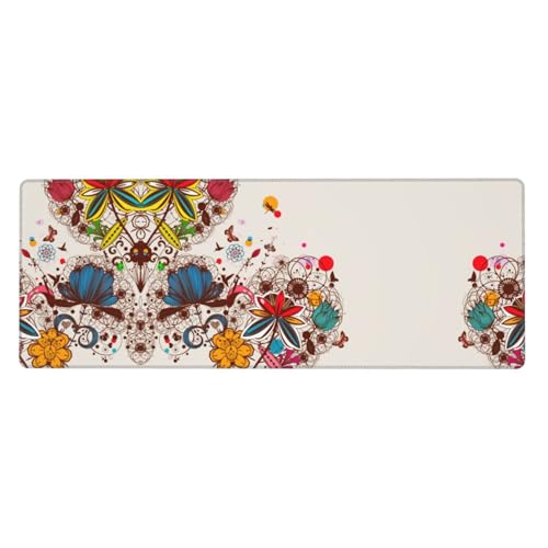 Mauspad mit buntem Blumen- und Schmetterlingsmotiv, auslaufsicher, schmutzabweisend, Stoff, 800 x 300 x 3 mm lang, Schreibtischunterlage Mauspad mit buntem Blumen- und Schmetterlingsmotiv, auslaufsicher, schmutzabweisend, Stoff, 800 x 300 x 3 mm lang, Schreibtischunterlage von Pidgazdfgv