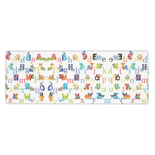 Mauspad mit buntem Tier-Alphabet, auslaufsicher, schmutzabweisend, Stoff, 800 x 300 x 3 mm lang, Schreibtischunterlage Mauspad mit buntem Tier-Alphabet, auslaufsicher, schmutzabweisend, Stoff, 800 x 300 x 3 mm lang, Schreibtischunterlage von Pidgazdfgv