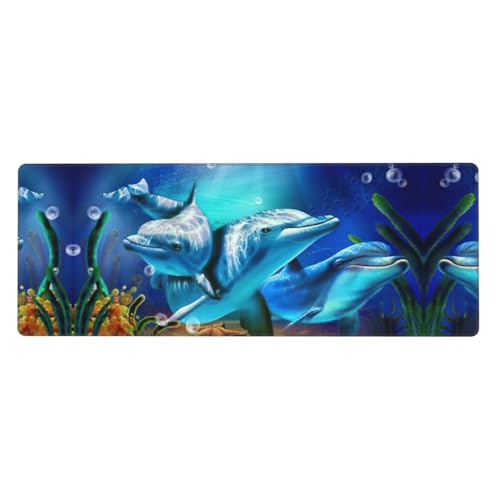 Mauspad mit süßem Delfin-Design, auslaufsicher, schmutzabweisend, Stoff, 800 x 300 x 3 mm lang, Schreibtischunterlage Mauspad mit süßem Delfin-Design, auslaufsicher, schmutzabweisend, Stoff, 800 x 300 x 3 mm lang, Schreibtischunterlage von Pidgazdfgv