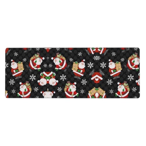 Merry Christmas Happy Premium Gaming-Mauspad, auslaufsicher, schmutzabweisend, Stoff, 800 x 300 x 3 mm lang, Schreibtischunterlage von Pidgazdfgv