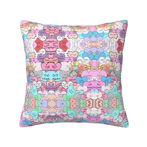 Pidgazdfgv Farbenfroher Herz-Kissenbezug, quadratisch, weich, für Sofa, Schlafzimmer, dekorative Kissenbezüge von Pidgazdfgv