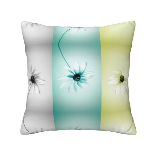 Pidgazdfgv Gerahmter Kissenbezug mit Gänseblümchen-Motiv, quadratisch, weich, für Sofa, Schlafzimmer, dekorative Kissenbezüge von Pidgazdfgv