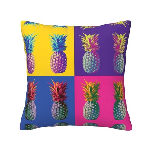 Pidgazdfgv Kissenbezug mit buntem Ananas-Muster, quadratisch, weich, für Sofa, Schlafzimmer, dekorative Kissenbezüge von Pidgazdfgv