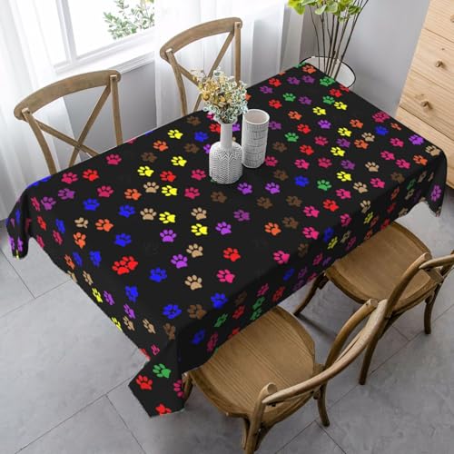 Pidgazdfgv Küchentischdecke mit Pfotenabdruck, eng anliegend, waschbar, knitterfrei, dehnbar, rechteckig, Terrasse von Pidgazdfgv