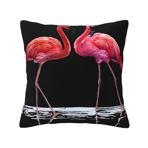 Pidgazdfgv Niedlicher Flamingo-Kissenbezug, quadratisch, weich, für Sofa, Schlafzimmer, dekorative Kissenbezüge von Pidgazdfgv