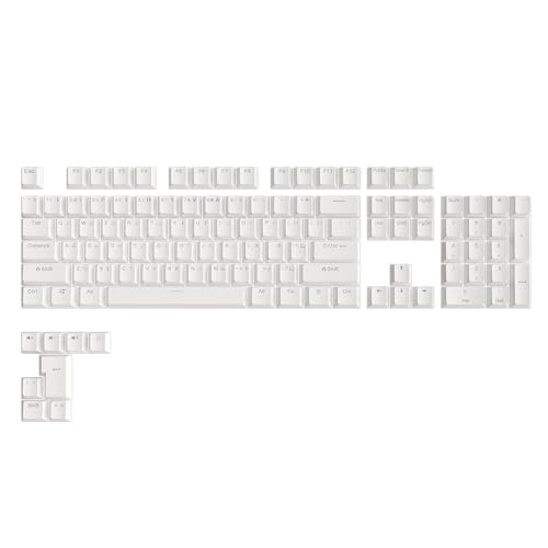 Pidynx Mechanische Tastenkappen mit arabischer Wurzel - ABS-Material, Shine-Through Legends - OEM-Profil - Kompatibel mit 61/87/104-Tasten-Layouts (Weiß) von Pidynx
