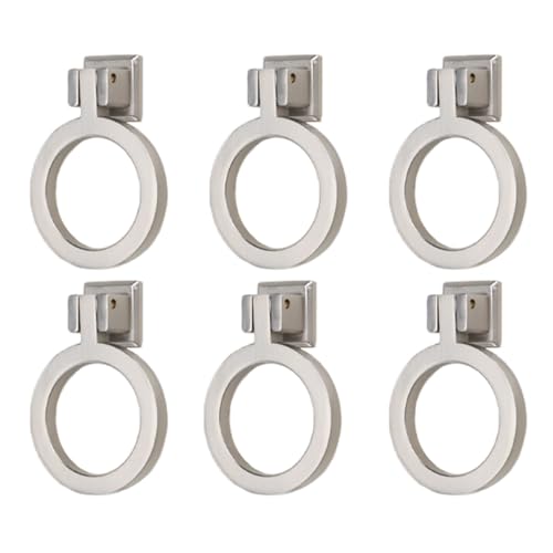 Pidynx Schubladengriffe, 6,4 cm, gebürstetes Silber, Zinklegierung, Griffe für Schränke, 64 mm, Schrankknäufe, Ringgriffe für Schrank, Kleiderschrank, Küchenschrank, Hardware (4, Silber) von Pidynx