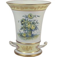 Vintage Mottahedeh Design Italien Vase Gelb Rose Floral Double Handle von PiecesFromThePast2