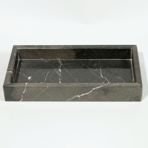 Piedra Viva Marmortablett/Marmorplatte Schwarz – Handgefertigt aus echtem Marmor, rechteckig, vielseitig für Badezimmer, Küche & Wohnbereich von Piedra Viva