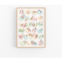 Digitales Poster Kinderzimmer Abc Tieralphabet von PiepsUndPappe