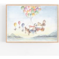 Kinderbild "Luftballonreise" Deko Kinderzimmer von PiepsUndPappe