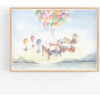 Kinderbild "Luftballonreise" Für Kinderzimmer Deko von PiepsUndPappe