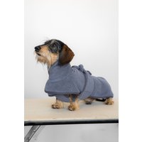 100% Baumwolle - Bademantel Für Dackel, Saugfähig, Hundezubehör, Hundepflege, Handgemachte Hundebekleidung Grau von PieskiwKreski