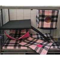 Rosa Und Schwarz Kariertes Design Single Frettchen Nation Käfig Liner Hängematte Set von PiffysFerretLinens