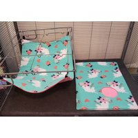 Zweiteiliges Einhorn Design Hängematte Und Bettwäsche Set Für Frettchen Andere Kleine Käfigtiere von PiffysFerretLinens