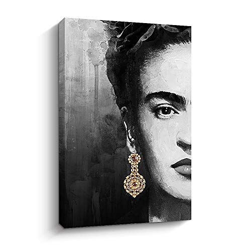 Pigort Frida Kahlo Wandkunst Leinwanddruck Schwarz und Weiß Gemälde Kunstwerk Wanddekoration, Galerie verpackt (Schwarz, 61 x 91,4 cm) von Pigort